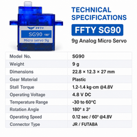 Micro-servo sans balais FFTY SG90 à dents en caoutchouc, interface JR pour modèles réduits d'avions, jouets RC, bras robotiques, bateaux RC, systèmes radio