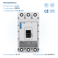 Disjoncteur automatique industriel à boîtier moulé Eaton PDC 100A 4P 70kA thermique magnétique 400V AC pour la protection des moteurs