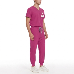 Conjuntos de Uniformes de Verano para Salón de Belleza, SPA, Personal de Enfermería y Medicina, Unisex, de Dos Piezas, en Tela Dobby de Poliéster Fino, Lavables a Mano - Product Image 4