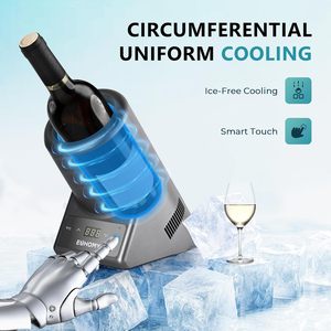 Refroidisseur à vin électrique EUHOMY 750 ml, refroidisseur portable pour une bouteille, dimensions 10,8x5,9x10,0L, pour les fêtes, gris, acier inoxydable - Product Image 2