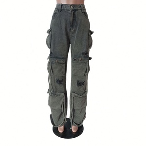 <span class=keywords><strong>Jeans</strong></span> <span class=keywords><strong>in</strong></span> Denim di Cotone alla Moda di <span class=keywords><strong>Alta</strong></span> Qualità Pronti per la Spedizione Pantaloni Cargo da Donna <span class=keywords><strong>con</strong></span> Tasche - Product Image 3