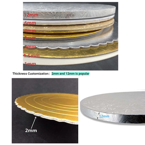 Tấm Bánh Tròn Màu Vàng Bạc Trắng <span class=keywords><strong>8</strong></span> "10" 12 "Đế Bánh Hình Tròn Vuông Trống Bìa Cứng Dùng Một Lần Chống Dầu Mỡ Để Nướng Bánh - Product Image 3