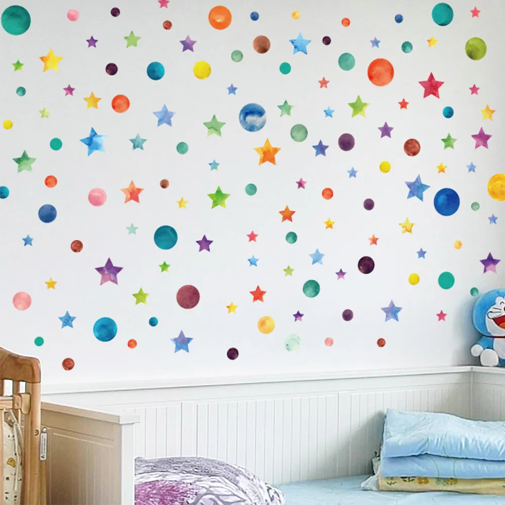 240 Pieces Watercolor Colorful Dot Wall Decals Round Colorful Wall Stickers for Baby Boys Girls Kids Playing Room Decoration