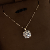 Collier pendentif classique à 4 griffes avec diamant solitaire certifié IGI, cultivé en laboratoire, en or blanc 14K 18K, taille ronde, bijoux fins pour femme