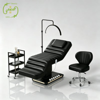 Table de massage électrique en cuir noir pour salon de beauté, lit de soin incurvé pour le visage et les cils, base de lit de beauté électrique