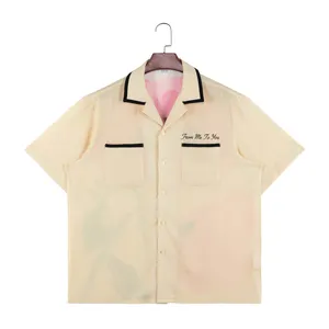 Wholesale Oversize Men's Cuban Collar Shirt Factory Custom Cuba Collar Designer Bowling Shirts For Men