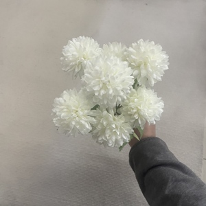 Prix d'usine – Bouquet de 7 chrysanthèmes pompon en soie artificielle pour mariage, cimetière, funérailles, tombes - Product Image 5
