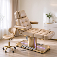 Kursi Kecantikan Elektrik Alas Emas Tempat Tidur Estetika untuk Perawatan Wajah, Kursi Perawatan Kosmetik untuk Tato Bulu Mata, Spa, Salon Dengan Lampu LED