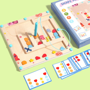 Jeu de labyrinthe en bois en gros : Améliore la concentration, jouet créatif d'association de formes, puzzles amusants de déplacement de formes pour enfants - Product Image 3