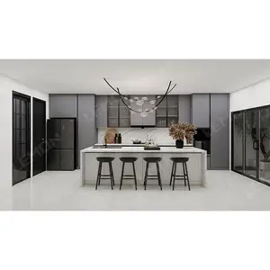 Joinery Smart Interior Design White Shaker Furniture Storage Island Cuisine Cupboard Kitchen Cabinet For Villa