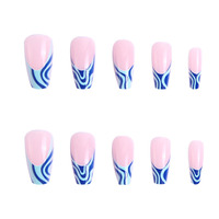 Uñas Postizas Francesas de Lujo, Cortas, de Marca Privada, Personalizadas, 24 Piezas, Material ABS, Uñas Artificiales a Presión, Venta al Por Mayor