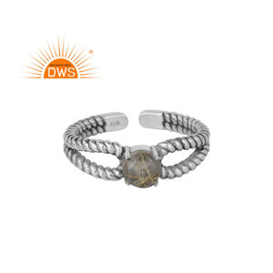 Bague en pierres précieuses rutile noire faite à la main Bague en argent sterling 925 Bagues oxydées Fabricant de bijoux Collection délicate - Product Image 1