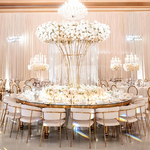 Sedie da <span class=keywords><strong>Matrimonio</strong></span> di Lusso Moderne con Telaio in Acciaio Inossidabile Dorato per Esterni, Villa e Sala da Pranzo - Product Image 1