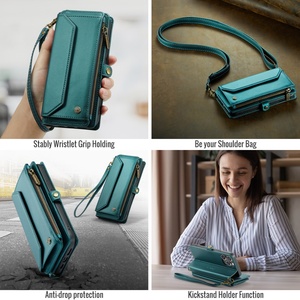 <span class=keywords><strong>Caseme</strong></span> เคสกระเป๋าสตางค์หนังสะพายข้างสำหรับ <span class=keywords><strong>iPhone</strong></span> 16E 16 Pro 15 14 13 12 11 Pro XR 7 <span class=keywords><strong>8</strong></span> PLUS สายคล้องไหล่มีซิป - Product Image 5