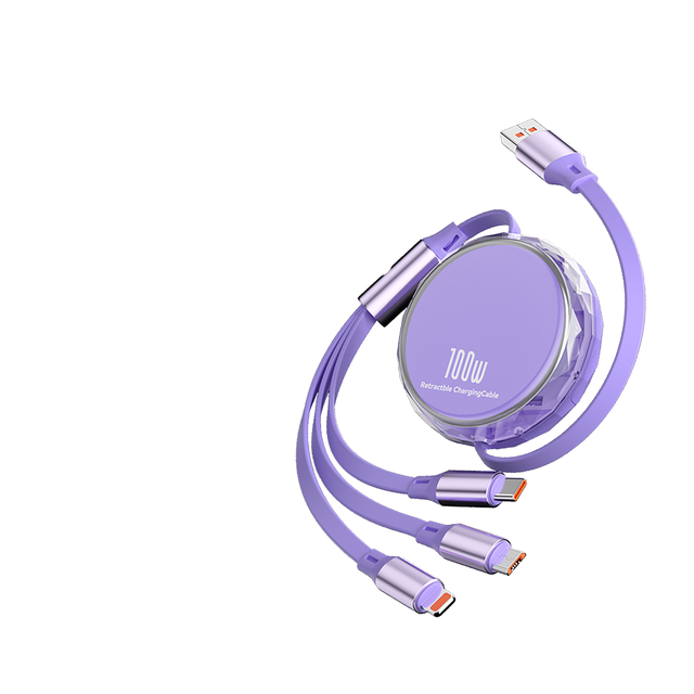 High Quality Multi Pvc 3 In1 3a Fast Charging Retractable Usb Charger Cable for Mobile Phone