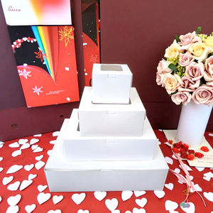 Caja de pastel de cumpleaños plegada blanca con ventana transparente para hornear postres, caja de pastel de 10 y 12 pulgadas, caja de embalaje desechable - Product Image 4