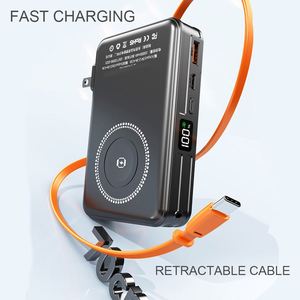 New 10000Mah Retractable Power Bank With 15W USB-<b>C</b> Cable Built AC Plug PD22.5W Output PVC Pad Charger for Travel - Product Image 2