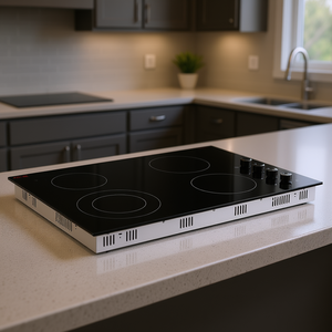 Table de cuisson vitrocéramique encastrable 4 brûleurs 30,3x20,5 pouces, surface lisse électrique, commande par bouton, usage domestique - Product Image 2