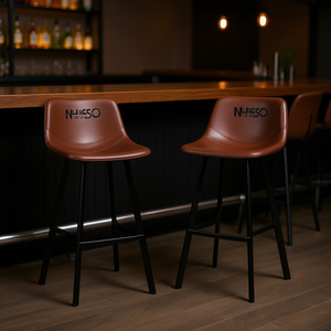 Juego de 2 taburetes de bar Nuso Dax 30 en piel sintética, color marrón, muebles de bar modernos - Product Image 2