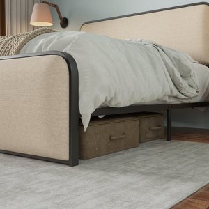 Base de Cama Moderna con Cabecera y Piecera Tapizadas Curvas, 4 Cajones de Almacenamiento, Láminas Suaves y Resistentes - Product Image 5