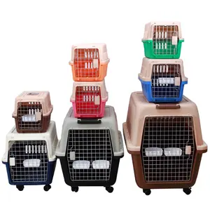 Trade Assurance Pet Product Plastic Dog Flight Cage Transport Animal Cages Portable Plastic Pet Carrier Crates Foldable Puppy