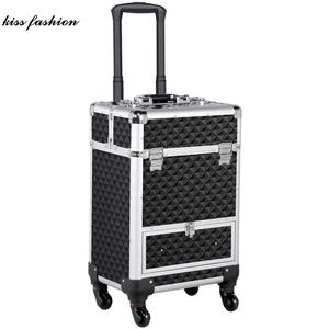 Mallette de transport de rangement de beauté, chariot en aluminium pour femmes, boîte de beauté professionnelle, trousse de voyage pour coiffeuse - Product Image 2