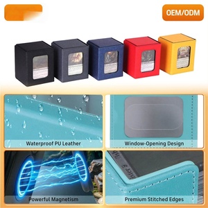กล่องเก็บการ์ดสะสมคุณภาพสูง FX Luxury Black Top Loading PU Leather Magnetic Card Case พร้อมฝาปิดแม่เหล็ก ทำจากหนัง PU สีดำ - Product Image 3