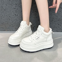 Chaussures à plateforme pour femme, à semelle épaisse et légère, rehaussantes, imperméables, en cuir patchwork, à lacets, style gâteau, pour le printemps