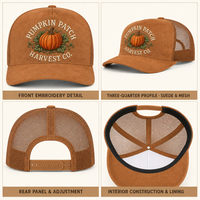 Casquettes Trucker Unisexe Personnalisées à 5 Panneaux en Daim Structuré avec Visière Courbée, Broderie Sorcière, Fantôme et Lune Croissante, en Maille