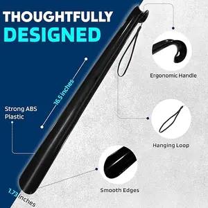 Factory Selling 45CM Durable PP Length Plastic Shoehorn With Hang Hold Long Handled Shoe Horn