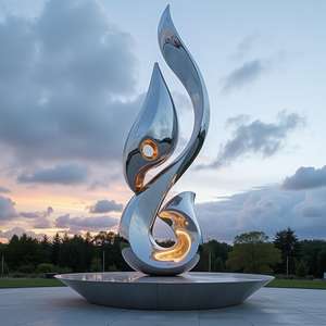 ประติมากรรมรูปต้นไม้สไตล์ธรรมชาติ ขนาดใหญ่ ผลิตโดย OEM ทำจากสแตนเลสขัดเงา สำหรับตกแต่งภายนอก - Product Image 5