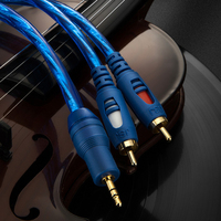 Cable Divisor de Audio de Bajo Ruido, Adaptador de 3.5mm Macho a Doble RCA para Cine en Casa, Estéreo de Auto, Auriculares, Laptops, Altavoces, Amplificador