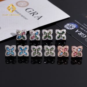 Vente flash Boucles d'oreilles en moissanite colorées Bijoux fins Argent sterling 925 Moissanite VVS Boucles d'oreilles à clous Hip Hop Bijoux RTS - Product Image 2