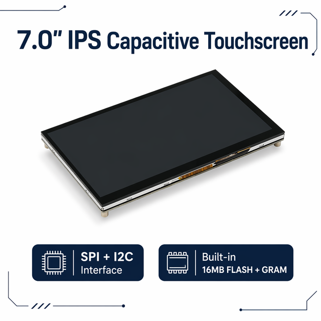 7-inch TFT LCD Capacitive Touch Screen Module 1024x600 IPS High Definition LED Backlight Driven Single-chip Microcontroller Via