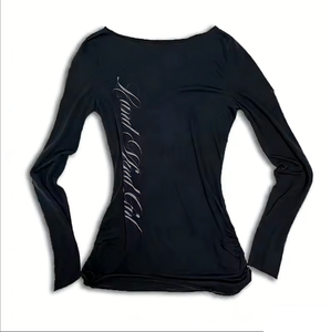 T-shirt à manches longues pour filles, style gothique Harajuku vintage punk emo, imprimé sexy, coupe slim chic, esthétique grunge Y2K, streetwear pour femmes - Product Image 5