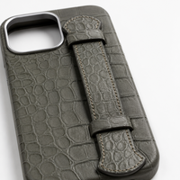 Coque de téléphone de luxe avec logo personnalisé, texture alligator, compatible avec la charge magnétique sans fil, vente en gros