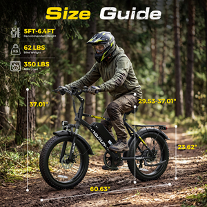 1000w 20" Fat Tire Bike Hand Grip Throttle Dual Disc <b>Led</b> Safety Light 150kg Load All Terrain Usa Fast Ship M20-1 20 Inch Fat - Product Image 6