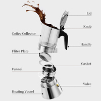 Cafetières Moka italiennes HIGHWIN de haute qualité pour cuisinière, en verre borosilicate moderne, 6/9 tasses, pour expresso