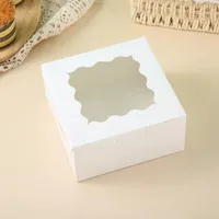 Boîte à biscuits de pâtisserie de haute qualité, boîte à dessert alimentaire avec couvercle rabattable, en carton ivoire, finition mate, boîte carrée pour biscuits avec fenêtre