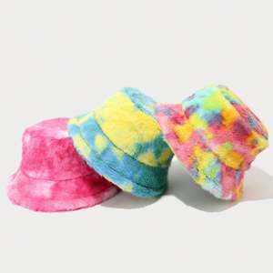 Nuevo Sombrero de Pescador de Felpa con Estampado Tie-Dye para Otoño-Invierno 2025, Cálido, Moderno y Colorido para Mujer - Product Image 3