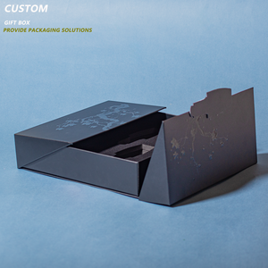 กล่องบรรจุภัณฑ์เครื่องสำอางเปิดประตูแบบแม่เหล็กสองประตูพร้อมแผ่นกระดาษสีเทาแบบยั่งยืนบรรจุภัณฑ์แบบสร้างสรรค์ออกแบบได้ตามต้องการ - Product Image 1