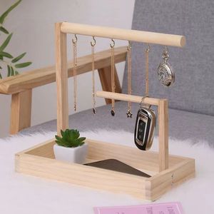 Japanese Style Wooden <b>Key</b> <b>Hanger</b> Desk Organizer Rectangle Multifunction Storage Rack For Entryway Desktop Neatening - Product Image 3