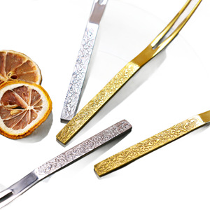 Jin Hui 304 Stainless Steel Fruit Fork With <b>Extended</b> Tooth Silver Gold <b>Mirror</b> Polished For Dessert Cake Sushi - Product Image 5