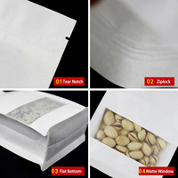 Pochettes d'emballage à fond plat, lot de, en papier Kraft blanc, avec fermeture éclair, bloc carré personnalisé, sacs avec fenêtre, en Stock