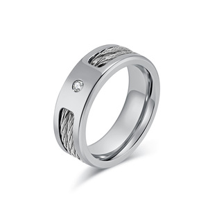 yunnique cross-border ins personalized <b>light</b> luxury zircon-encrusted steel wire <b>rope</b> stainless steel rings and brac - Product Image 5