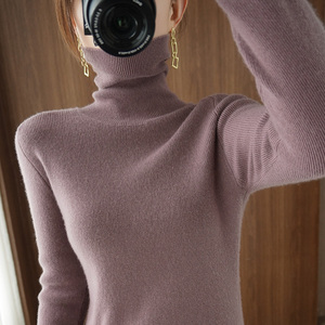 Suéter de <span class=keywords><strong>cuello</strong></span> <span class=keywords><strong>alto</strong></span> <span class=keywords><strong>gris</strong></span> con temperamento para Otoño e Invierno para <span class=keywords><strong>mujer</strong></span>, camisa Base de punto interior con estilista de solapa de hilo fino frontal coreano - Product Image 4