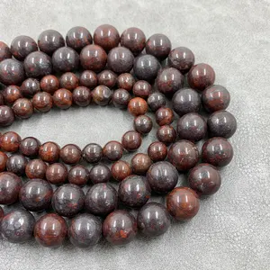 4/6/8/10mm đá tự nhiên Dark Red brecciated jasper Vòng Loose hạt Strand cho vòng đeo tay đồ trang sức làm nguyên liệu bán buôn