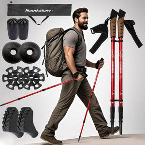 Fabrika doğrudan ayarlanabilir Trekking kutup Set karbon alüminyum temel açık kamp yürüyüş tırmanma dişli ile EVA kolu - Product Image 1