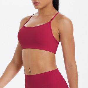 Women Thin Strap Criss Cross Back Yoga Bra Backless Padded Shockproof Pilates Sports Bra Gym Workout Running Activewear - Product Image 4