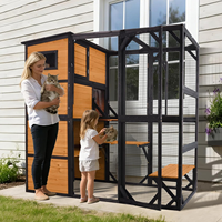 Grande enclos pour chat en bois, résistant aux intempéries, durable, spacieux, avec plateformes de repos, indestructible, pour chats errants